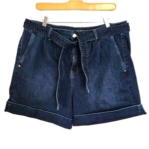 Melanie Lyne‎ Pleated Tie Waist Denim Shorts